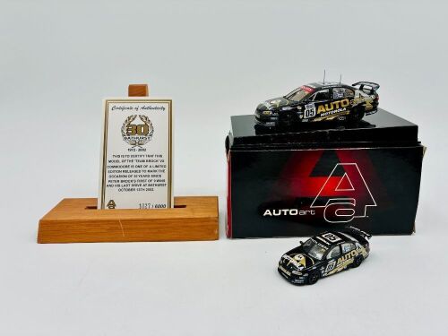 112 · TEAM BROCK: Two models of the Team Brock Holden VX Commodore including a limited edition (1027/6000) 1:43 scale model by Autoart, complete with certificate of authenticity and original packaging, together with a 1:64 scale model by Biante [Location: Sydney]