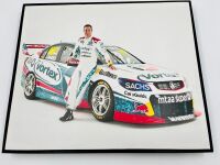 CRAIG LOWNDES: A framed photo featuring Craig Lowndes and his #888 Team Vortex VF Commodore from the 2017 Supercars season, 51.5cm high, 61.5cm wide [Location: Sydney] - 2