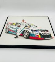 CRAIG LOWNDES: A framed photo featuring Craig Lowndes and his #888 Team Vortex VF Commodore from the 2017 Supercars season, 51.5cm high, 61.5cm wide [Location: Sydney] - 3