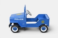 PEDAL CAR: A modern metal-bodied pedal car in the form of a Jeep in Police livery, measures approx. 88cm long - 2