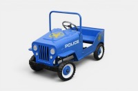 PEDAL CAR: A modern metal-bodied pedal car in the form of a Jeep in Police livery, measures approx. 88cm long - 3