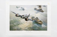BRISTOL BEAUFIGHTER: A large limited edition print (179/850) 'Strike Wing Attack' by renowned Frank Wooten, signed by artist and numerous RAF pilots with COA - 2