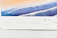 AVRO LANCASTER: A large limited edition print (45/500) 'Enemy Coast Ahead'' by Malcolm Kinnear, signed by atrist and numerous Lancaster crew with COA - 4