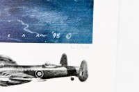 AVRO LANCASTER: A large limited edition print (45/500) 'Enemy Coast Ahead'' by Malcolm Kinnear, signed by atrist and numerous Lancaster crew with COA - 6