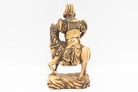 WARRIOR: A large resin figure of a Chinese warrior on horseback, 33cm high - 2