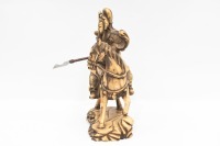 WARRIOR: A large resin figure of a Chinese warrior on horseback, 33cm high - 3