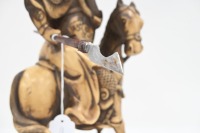 WARRIOR: A large resin figure of a Chinese warrior on horseback, 33cm high - 5