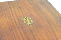 GOBLETS: Two decorative solid metal stemmed wine goblets in fitted timber box, both with anchor motif, glasses 22.5cm high - 4