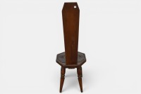 SPINNING CHAIR: An antique timber, carved spinning chair, measures 101cm high. Thought to be oak. - 2