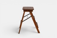 STEP LADDER: A vintage three-step, timber folding step ladder/stool, measures 64cm high - 2