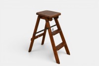 STEP LADDER: A vintage three-step, timber folding step ladder/stool, measures 64cm high