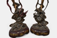 BALINESE: A pair of large carved timber polychrome Balinese style musicians, tallest 132cm high - 4
