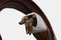 BALINESE: A pair of large carved timber polychrome Balinese style musicians, tallest 132cm high - 6