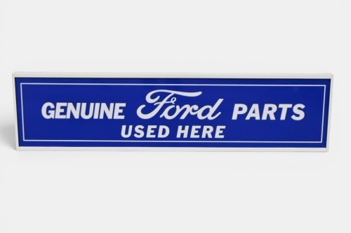 FORD SIGN: A reproduced 'Genuine Ford Parts Used Here' illuminated metal sign, 30cm high, 120cm wide