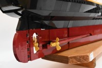 RMS TITANIC: A large lego model of the RMS Titanic, completed, 133cm long, resting on timber base - 5