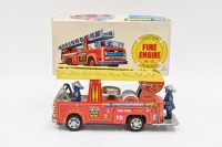 A circa 1970s/80s tinplate friction powered Fire Engine by Usagiya Toys (model no. 105), 27cm long