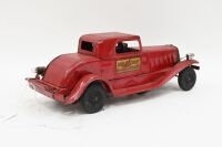 GIRARD MODEL WORKS: A circa 1930s pressed steel clockwork model 'Fire Chief Siren Coupe' by Girard Model Works, 37cm long - 4