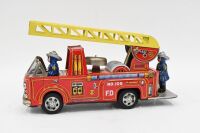 A circa 1970s/80s tinplate friction powered Fire Engine by Usagiya Toys (model no. 105), 27cm long - 4