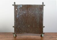 ARTS & CRAFTS: A c1910 brass arts & crafts style fireplace shield, 68cm high, 68cm wide - 2