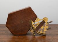 SEXTANT: A nautical brass sextant in timber fitted box - 3