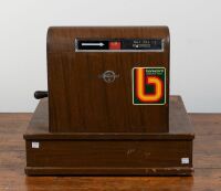 CASH REGISTER: A c1950s timber National cash register, model number 'N-1652-4-E', 45cm high, 50cm wide - 4