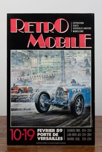 53 · POSTER: An advertising poster for the 1989 'Retro Mobile' exhibition & sale of vintage motor vehicles event in Versailles