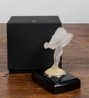 ROLLS-ROYCE: A frosted glass Rolls-Royce 'Spirit of Ecstasy' mascot mounted on base, overall height 11cm