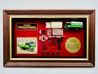 MATCHBOX: A framed display featuring a disassembled Yorkshire Steam Wagon, limited edtion no. 08836 [Location: Sydney]