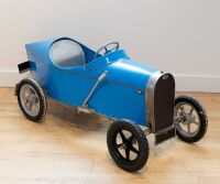BUGATTI: A circa 1980s aluminum bodied pedal car, Ex-George Hetrel Como Gardens, approx 143cm long