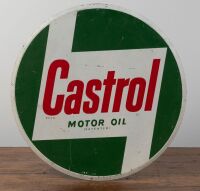 CASTROL: A large circa 1960s Castrol Oil circular tin sign with sloped edge, dated at bottom 'LMN 7-64', 60cm diameter