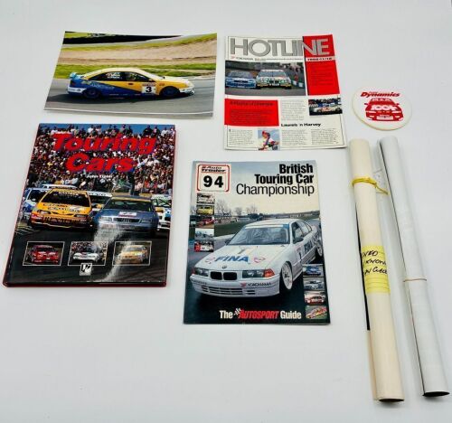 TOURING CARS: A hardcover book, 'Touring Cars' by John Tipler together with a photo of the Menu/Plate Renault Laguna, an Autosport guide for the 1994 BTCC season, a 1992 issue of 'Hotline' magazine and a Vauxhall Vectra poster [Location: Sydney]