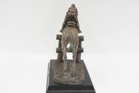 SCULPTURE: A bronze style composite sculpture of jumps jockey, on base, 23cm high - 5