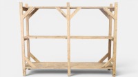 STORAGE: A large double bay timber storage unit/shelf measures approximately 190cm high, 241cm wide, 50cm deep