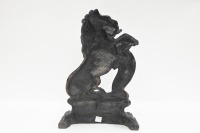 LION RAMPANT: An antique cast iron Lion Rampant door stop, measures 37cm high - 2
