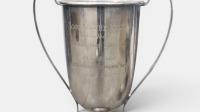TROPHIES: A group of four cup-style trophies, three mounted to bakelite bases, the largest measures 35cm tall - 3