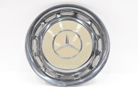 MERCEDES: Two c1960s Mercedes-Benz metal hub caps with painted white centre, diameter 38.5cm - 2