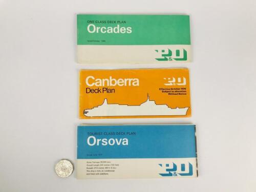 P & O DECK PLANS: Three Deck plans: An 'Orcades' One Class deck plan 1968, an 'Orsova' Tourist Class Deck Plan 1970, and a 'Canberra' Deck Plan 1976.