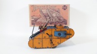 DOUGHBOY TANK: A circa 1930s original Louis Marx & Co. (USA) clockwork, tin toy 'Doughboy Tank', with reproduction box 23cm long