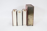 BOOK DECANTERS: Three ceramic book decanters together with one Cadbury tin book biscuit container - 2