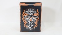 HARLEY-DAVIDSON: A group of five Harley-Davidson modern metal tins, containers and one sign together with one Route 66 Motor Oil tin - 4
