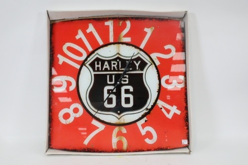 HARLEY-DAVIDSON: A modern 'Harley US 66' wall clock, 50cm high, 50cm wide