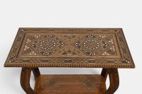 SIDE TABLE: A marquetry & parquetry side table including 'mother of - pearl' inlay, 73cm high, width 72cm, 36cm deep - 3