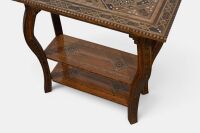 SIDE TABLE: A marquetry & parquetry side table including 'mother of - pearl' inlay, 73cm high, width 72cm, 36cm deep - 4