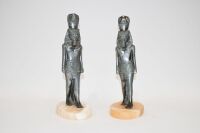 EGYPT: A pair of circa 1960's Egyptian pharaoh bookends in metal and onyx, 23cm high each