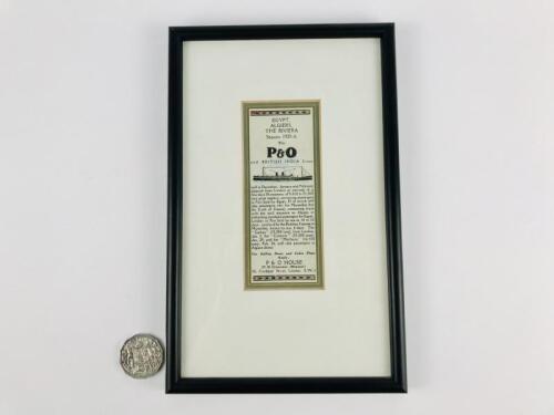 P&O: Framed advertisement for Egypt, Algiers, The Riviera, 1925-26, hand coloured.