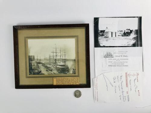 1875 SILVER GELATIN PHOTOGRAPH: (32cm high) 'OSNC Whampoa' and Circular Quay, photograph by Alfred Duffy.