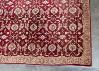 RUG: A large Persian-style rug with a cutout for a fireplace or furniture measures approx 416cm by 362cm overall - 6
