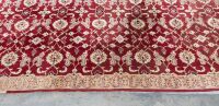 RUG: A large Persian-style rug with a cutout for a fireplace or furniture measures approx 416cm by 362cm overall - 7