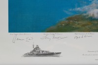 TIRPITZ: A large limited edition print (406/850) 'The Sinking of the Tirpitz' by Frank Wooten, signed by artist and numerous RAF pilots with COA - 2