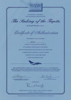 TIRPITZ: A large limited edition print (406/850) 'The Sinking of the Tirpitz' by Frank Wooten, signed by artist and numerous RAF pilots with COA - 4